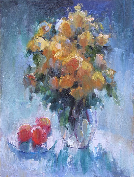 Yellow Roses 16x12 Oil on Canvas
